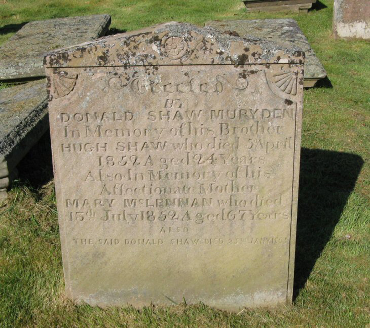 Photo of headstones/Mary McLennan died 1852 MI Rosemarkie